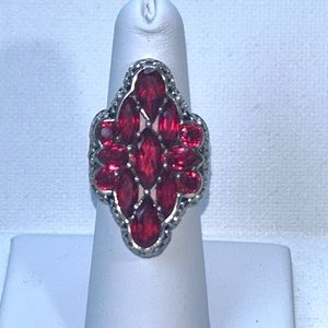 NWOT Sajen Designer Genuine Rhodonite Garnet Gemstone  Sterling Silver Ring Boho